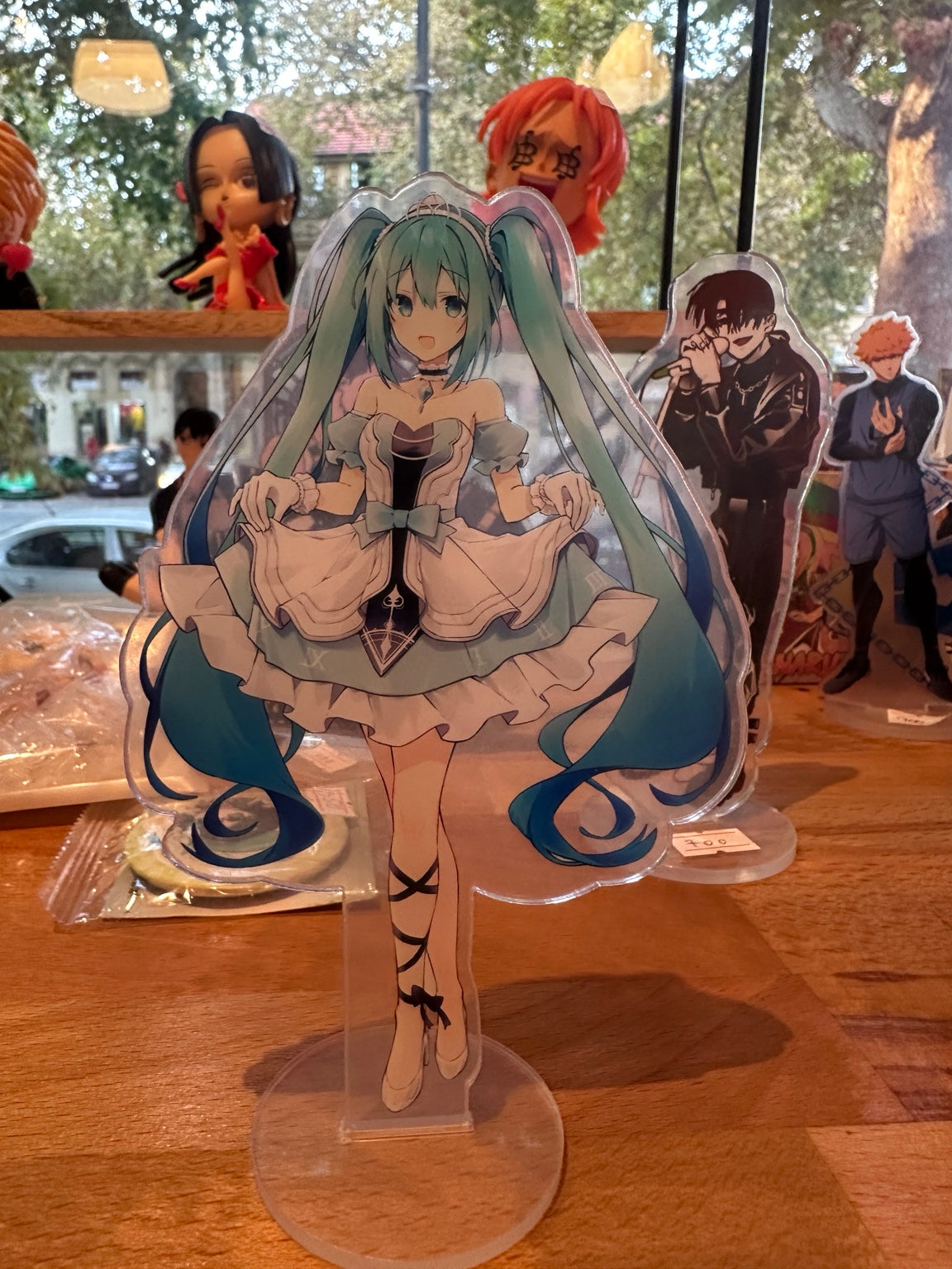 Hatsune Miku acrylic stand on transparent round base