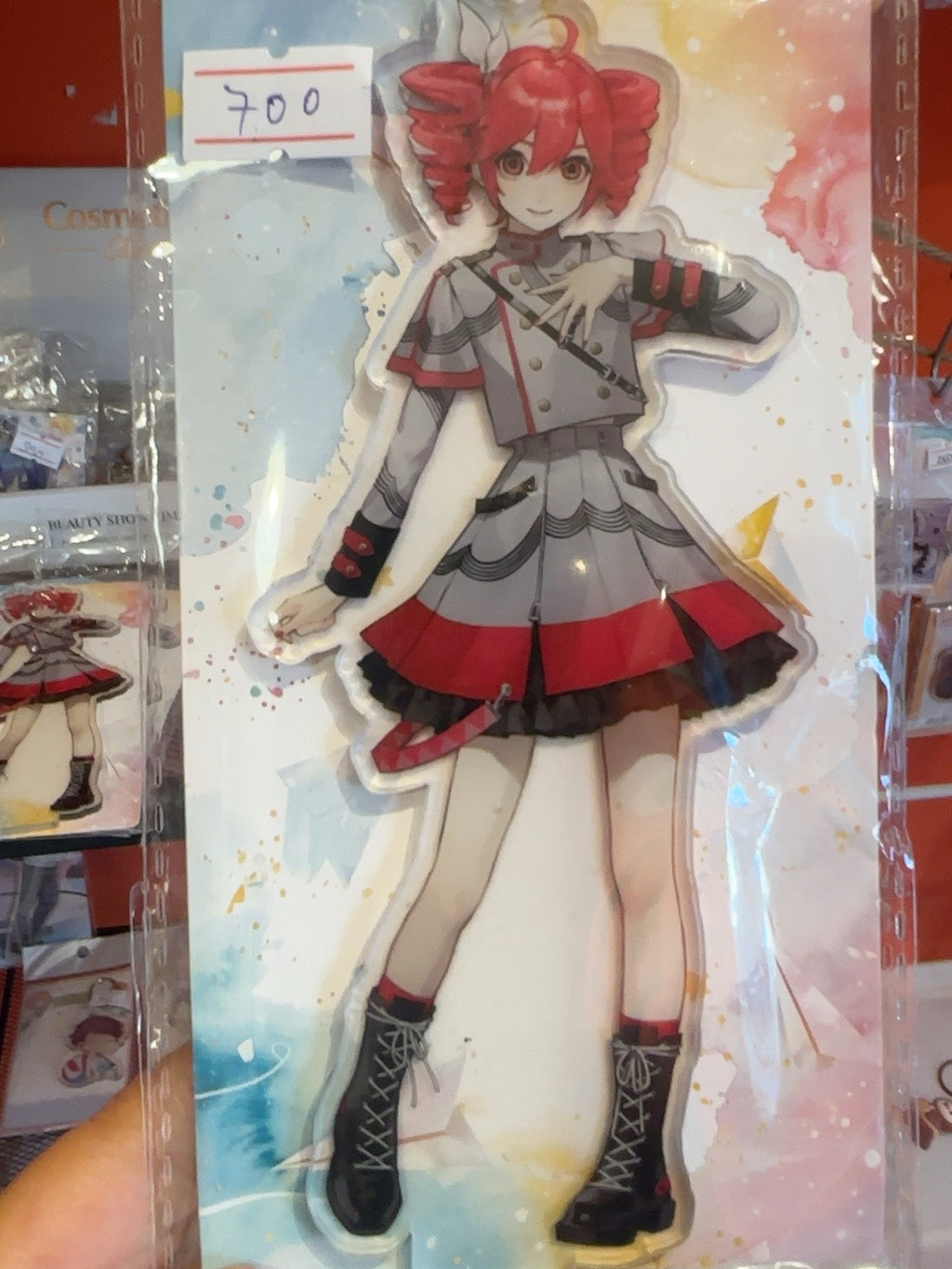 Kasane Teto grey and red pose A acrylic stand — ANF-003