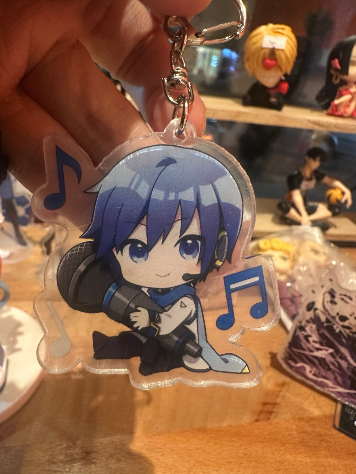 KAITO Chibi Vocaloid acrylic keychain with music notes