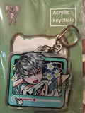 Silver hair anime guitarist video frame acrylic keychain
