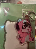 Anime character in pink animal costume acrylic keychain