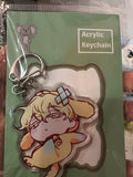 Blond anime character in yellow animal costume acrylic keychain