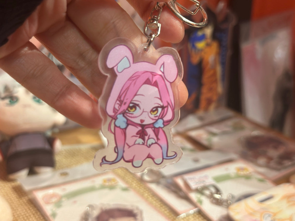 ANF-084 real photo pink bunny keychain